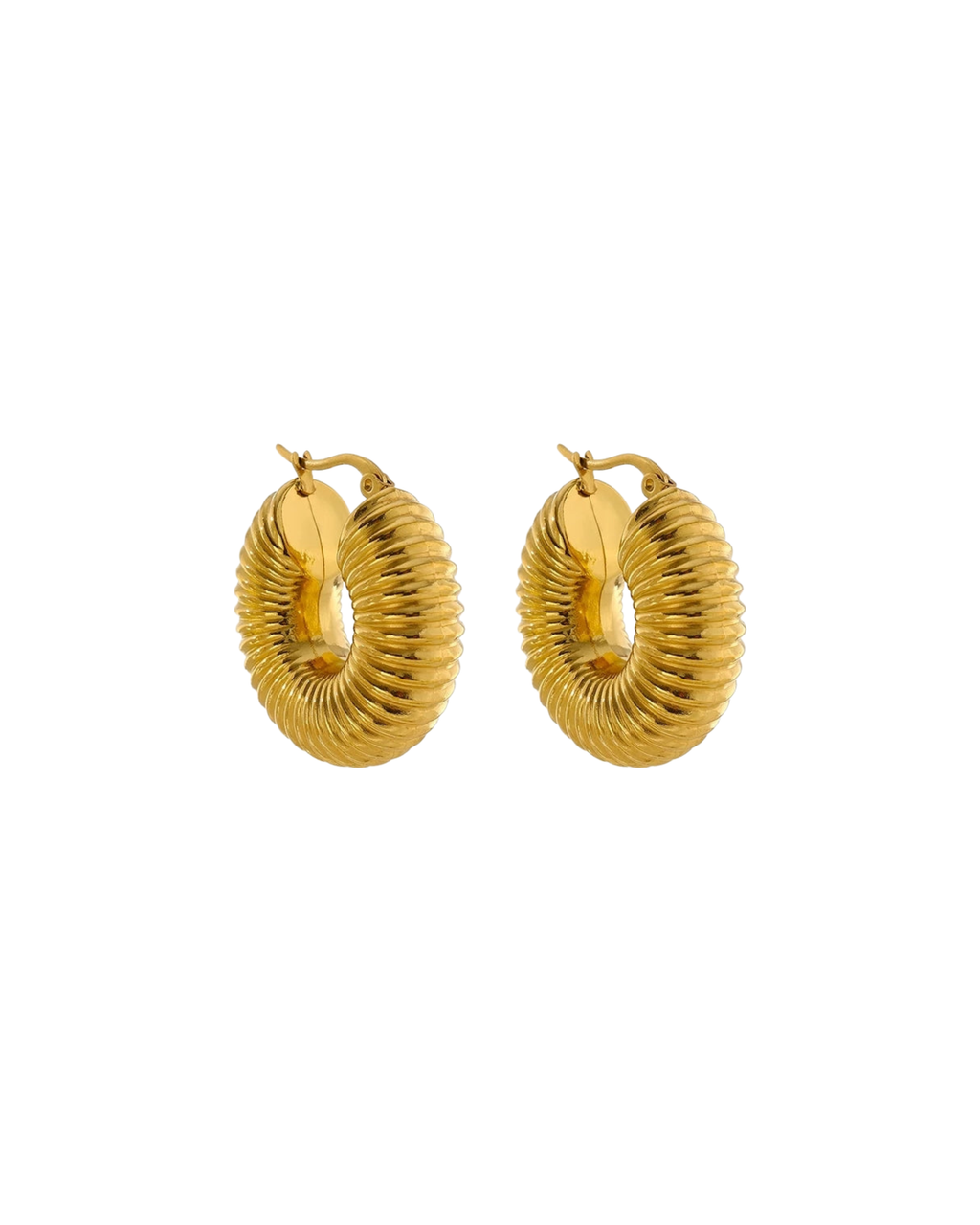 GILDED RIBBED HOOPS